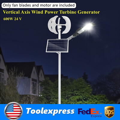 600W 24V Vertical Axis Wind Power Turbine Generator Controller Home Windmill
