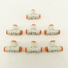 SMC 3/8 Push To Connect Tube Fitting TEE Lot Of 7