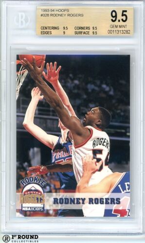Rodney Rogers RC BGS 9.5: 1993-94 Hoops Rookie Card POP 2 - Picture 1 of 3