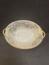 vintage Floral Pink Limoges Handpainted Bowl Serving Gold Gilded Floral Boho