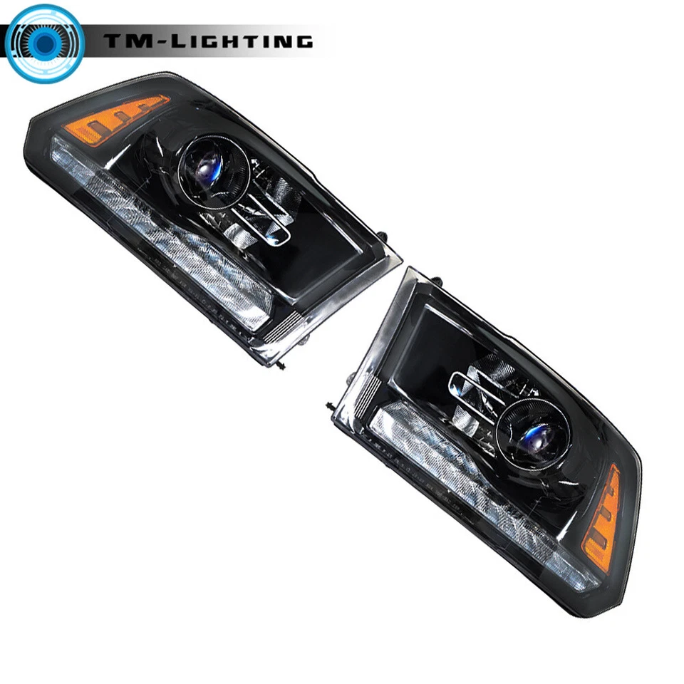 Farol preto com DRL para 2009-2013 2014 2015 2016 2017 2018 Dodge Ram 1500-3500 - Imagem 4 de 4