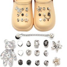 18PCS Shoe Charms Set Bling Flower Decoration...
