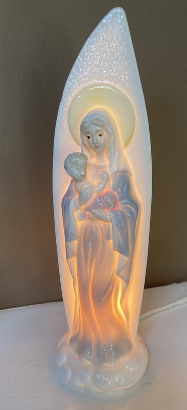 Porcelain Night Light Virgin Mary Baby Jesus Religious Theme VGC