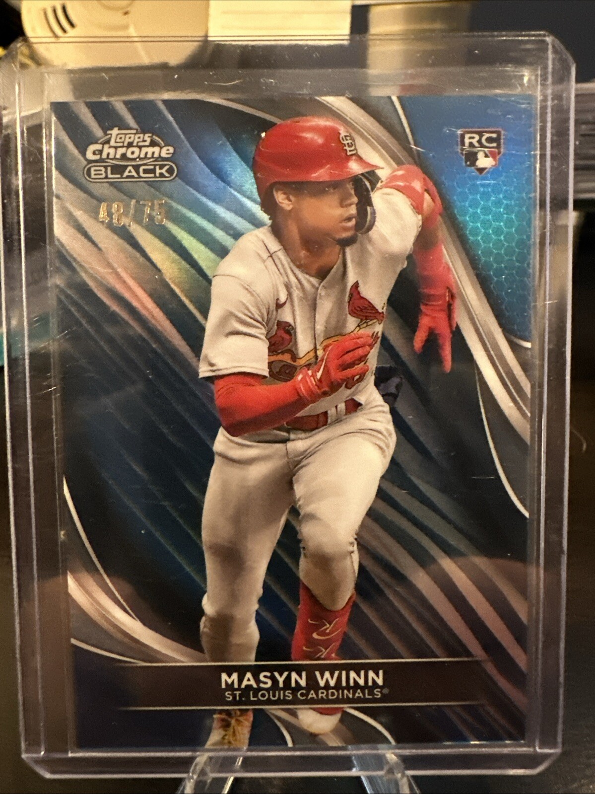 2024 Topps Chrome Black - #46 Masyn Winn (RC) Blue Refractor/75 StL Cardinals