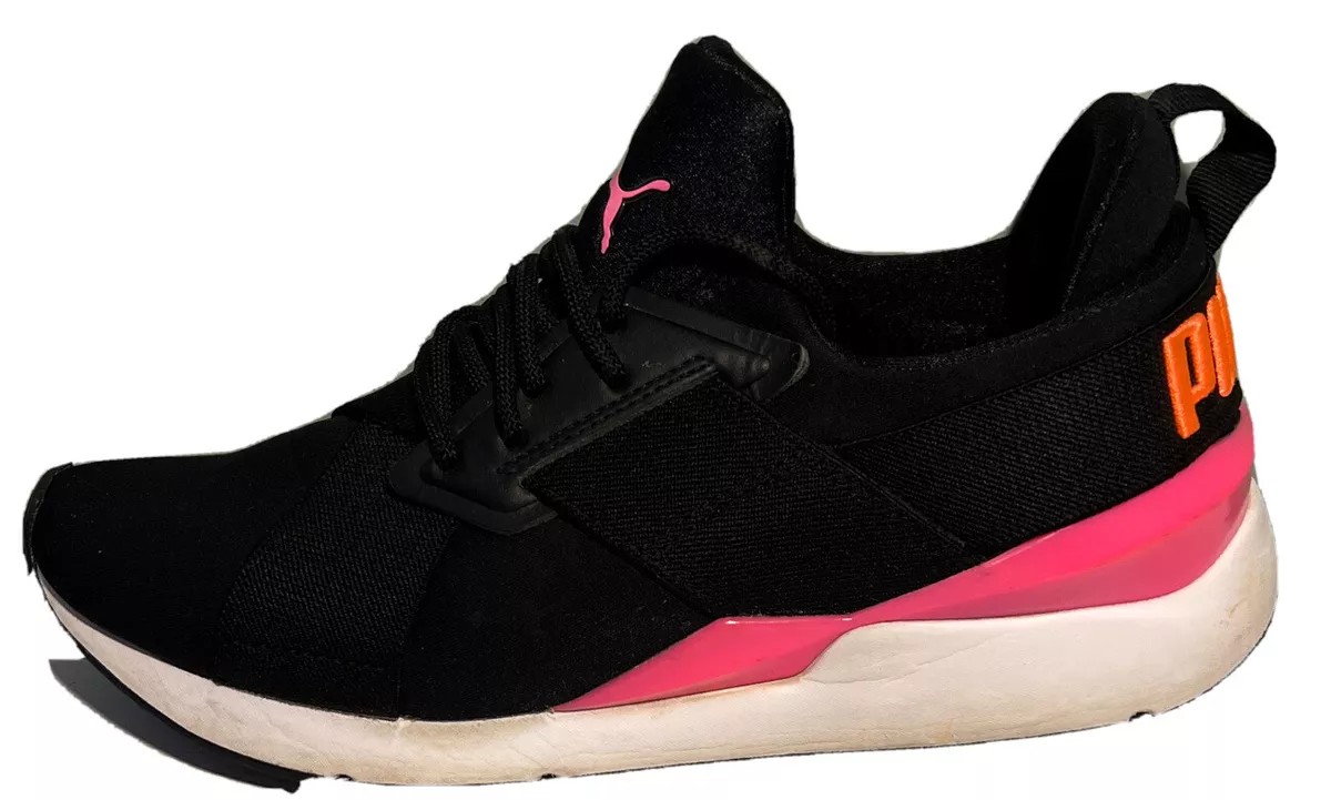 Puma Muse Chase Womens Sneakers Shoes Casual Black pink Size 9 Preowned