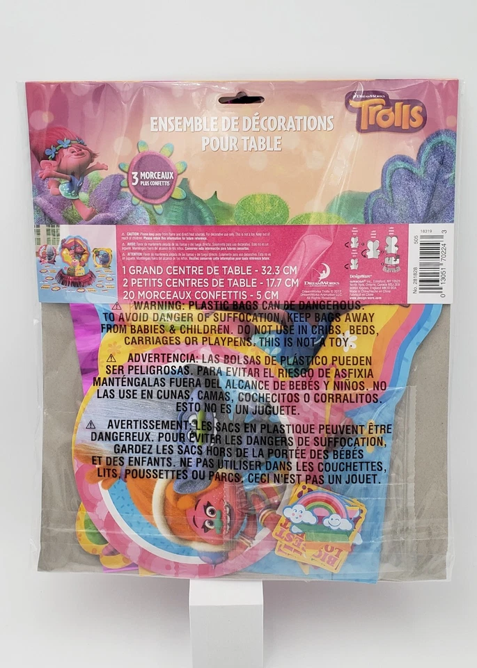 巨魔桌装饰套件 3 个中心件 + 20 个五彩纸屑生日派对 — 第 3/3 张图片