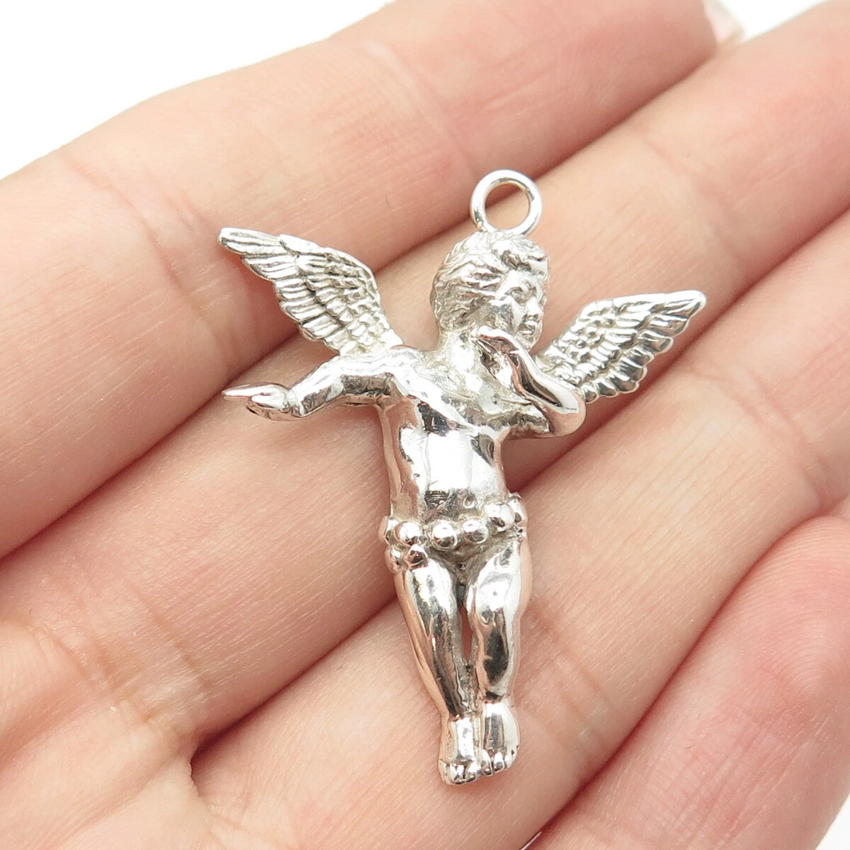 925 Sterling Silver Vintage Cherub Angel Pendant eBay