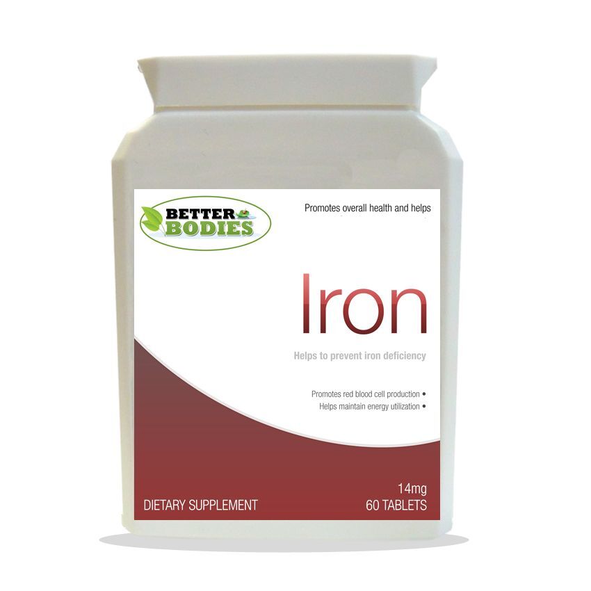 Iron Tablets 14mg one a day 60 tablets (ferrous fumarate) Better Bodies bottle