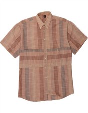 VINTAGE Mens Short Sleeve Shirt Medium Pink Striped BN05