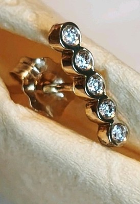 14kt Gold 585 Diamant Lünette Stab Ohrstecker Stein und Strang 