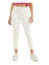 GUESS Womens White Stretch Zippered Pocketed High Rise Skinny Pants 26