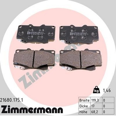 Bremsbelagsatz Scheibenbremse ZIMMERMANN 21680.175.1 für HILUX 21680 TOYOTA 7 up