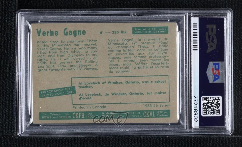 Parkhurst Wrestling Verne Gagne 1955-56 #43 PSA 3 Foto 2 de 2