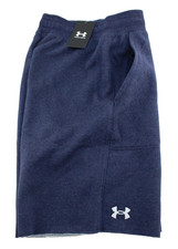 UNDER ARMOUR Hustle Size M Dark Blue with White Logo 2-Pocket Men's Sweat Shorts