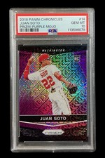 2018 panini prizm #14 juan soto rc; purple mojo /99 rookie refractor PSA 10  GEM