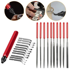 Deburring Tool Kit w/ 10 Needle Files 11 HSS Blades for Metal Plastic Resin PVC