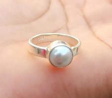 Pearl Ring ,925 sterling silver ring, Round Gemstone ring, Women ring, All Size