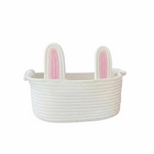 Cotton Rope Storage Basket, DIY Easter Bunny Handwoven Tote, Home Decor