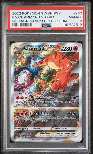 2022 POKEMON SWSH ULTRA-PREMIUM COLLECTION #262 FULL ART/CHARIZARD VSTAR PSA 8