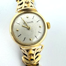 Vintage 14k LeCoultre Watch Working 14k Gold Handmade Bracelet with Hair Cord