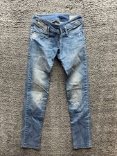 Diesel Matic Slim Tapered Stretch Denim Jeans Blue Wash 008W7 Women Size 25 x 32