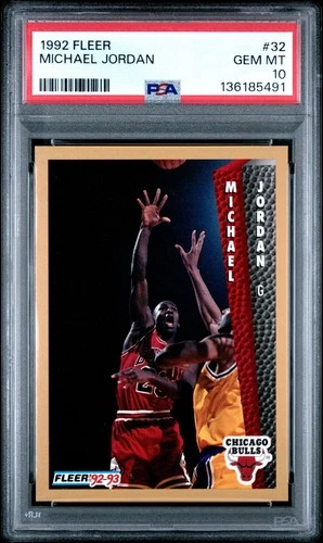 1992-93 Fleer Michael Jordan Card PSA 10 Gem Mint #32 Rare! a