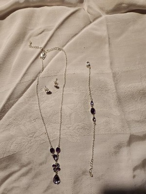  PURPLE JEWELRY3 Piece SET:  EARRINGS, NECKLACE, Bracelet 