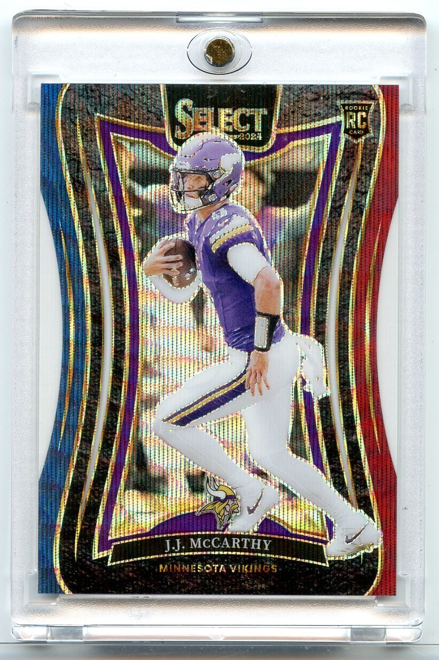 J.J. McCarthy 2024 Panini Select Tri-Color Prizm #342 SN,RC,/149