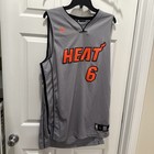 Rare Lbj Lebron James Miami Heat Nba Neon Orange Grey Sewn L Basketball Jersey