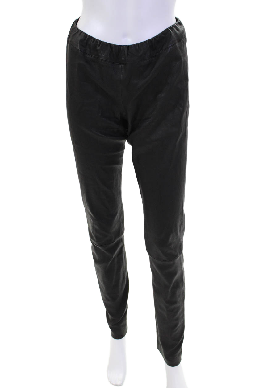 FILA Leggings donna The Row pelle vita alta dettaglio pannello tinta unita nero taglia S