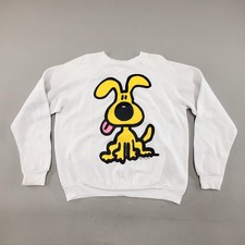 Vintage 90s Cartoon Dog Sweatshirt Sz Large White Crewneck Jimmy 1990 USA Made
