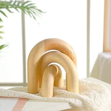 3 Pcs Wood Arch Decorative Objects Coffee Table Decor Modern Bookshelf Boho H...