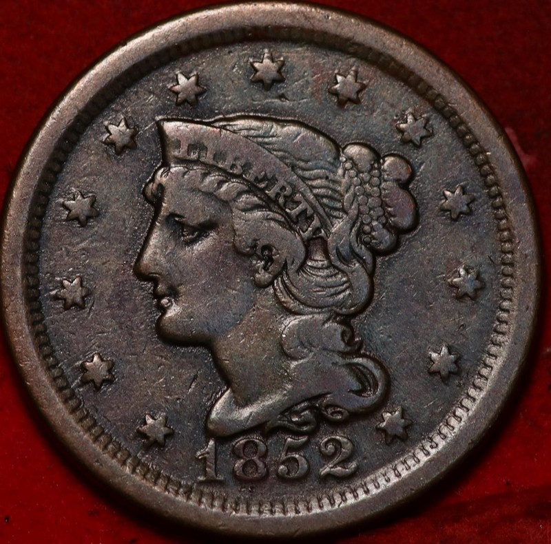 1852 Philadelphia Mint Copper Braided Hair Large Cent