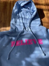 Cher Believe Hoodie Here We Go Again 2019 Blue Large Tour Pink Lettering 