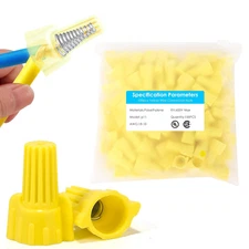 100 PCS Yellow Winged Wire Nuts 11 Gauge for AWG 18-10, Easy Twist-On Screw on R