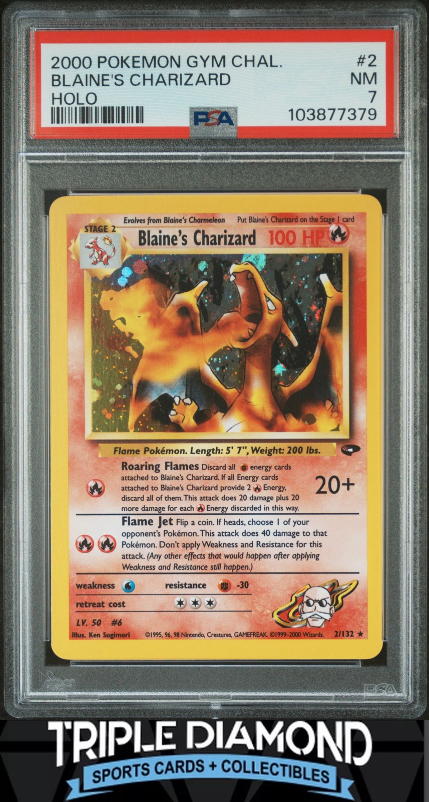 2000 Pokemon Gym Challenge #2/132 Blaine's Charizard Holo PSA 7 NM FDP15