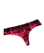 Victoria's Secret PINK Mesh Waistband Thong Panty Coral Tie Dye