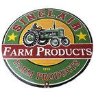 Vintage Sinclair Farm Products Sign - Tractor Barn Gas Pump Porcelain Sign