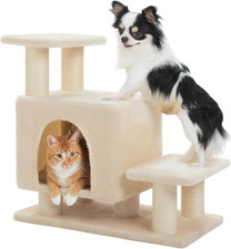 3-in-1 Pet Steps  Scratching Post for Cats and Dogs - Beige