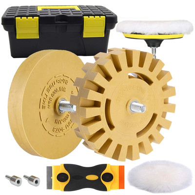 Decal Adhesive Remover, 4 Inch Eraser Wheel Car Sticker Remover with Wool Buf...