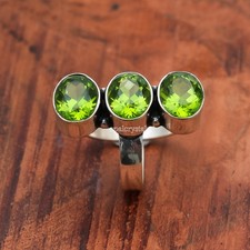 Green Peridot Gemstone 925 Sterling Silver Ring Handmade Jewelry Ring For Gift