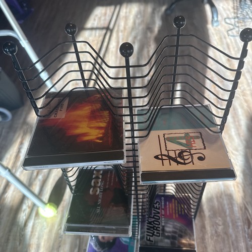 Vintage Black Wire CD Tower Rack Stand Holds 114 CDs 36" Tall