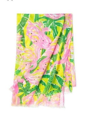 Lilly Pulitzer Scarf Target Fan Dance Wrap Shawl Sequins Flamingo Pink OS NEW NW