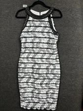 Frank Lyman Bodycon Dress Size 8 Black & White Sleeveless Asymmetrical Pattern