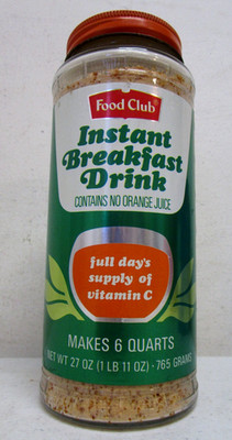 VTG 1970's NOS FOOD CLUB INSTANT BREAKFAST DRINK 27 OZ GLASS JAR SEALED UNOPENED