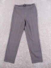 SOHO Apparel Medium Womens Dress Pants Gray Plaid Rayon Blend Flat Front