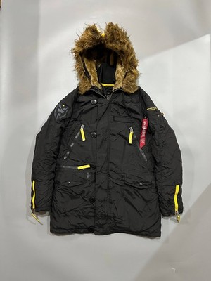 Alpha Industries Men s N-3B Flight Extreme Cold Black Fur Parka Jacket Coat S