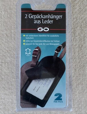 2er Pack Gepäckanhänger aus Leder (real leather-Zeichen) + neuwertig +