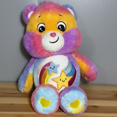 Care Bears Dare To Care 14  Colorful Tie Dye Plush Bear Rainbow Stars Tummy 2022