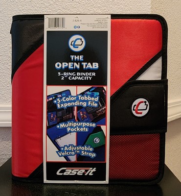 Case It The Open Tab 3 Ring Binder 2 inch Capacity Color Red